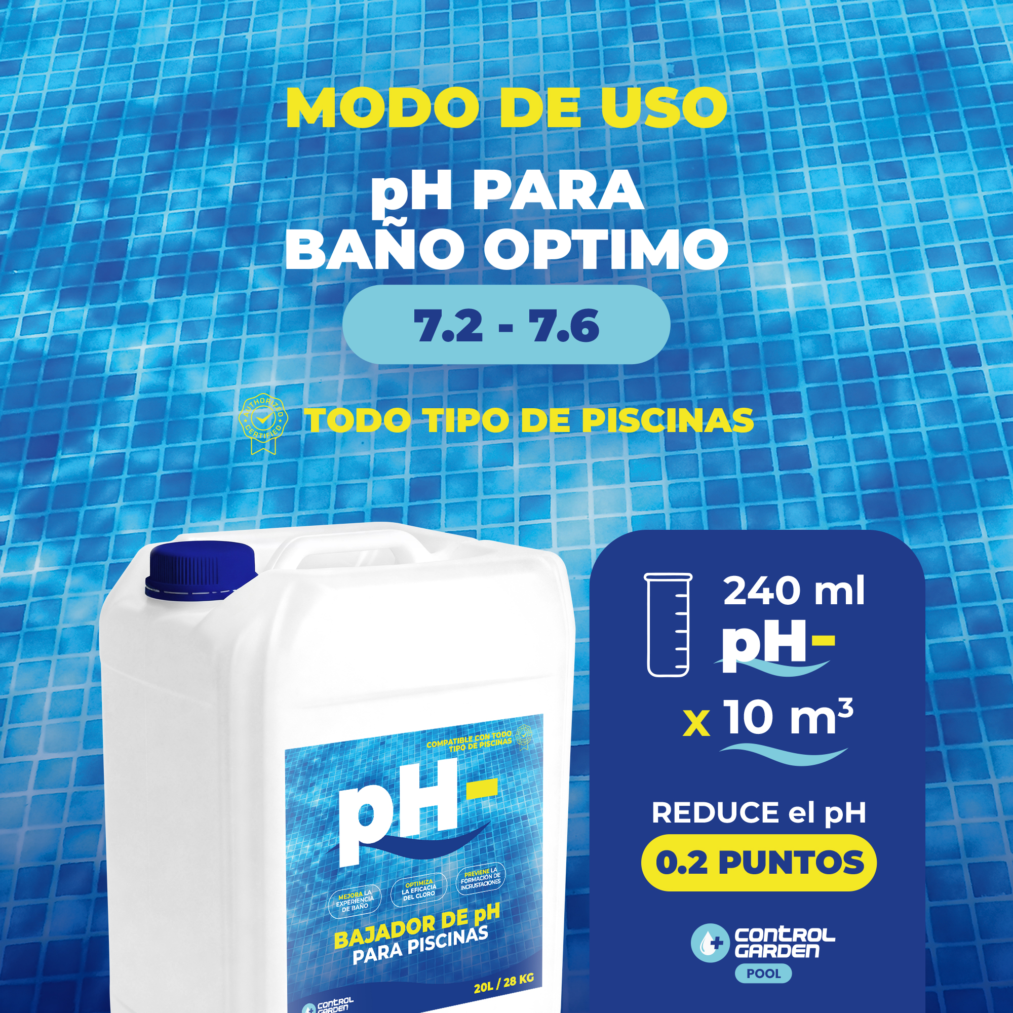 Bajador de pH líquido Control Garden 20 L para piscinas grandes · foto 6