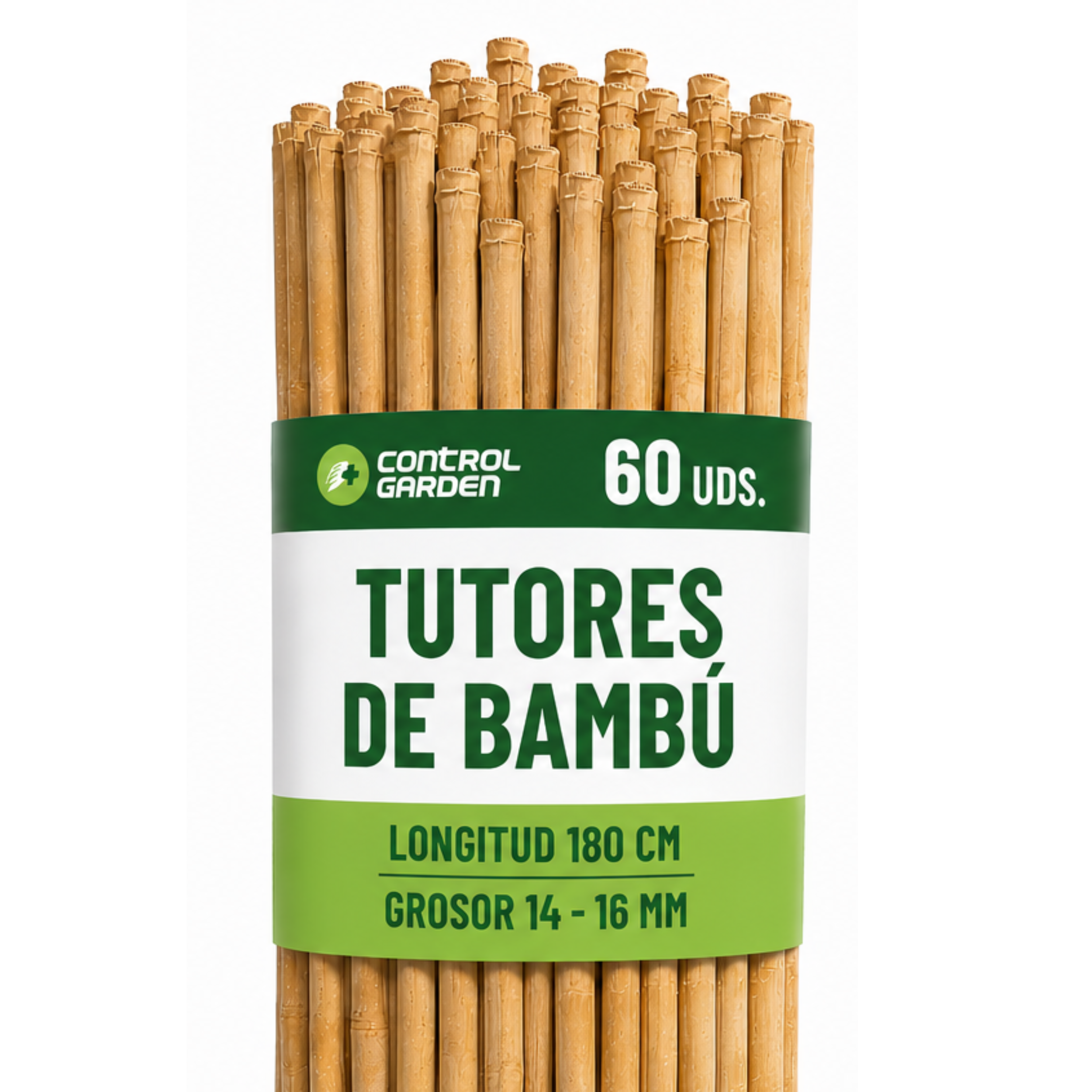 Pacchetto di 60 Unità di Tutor in Bambù Ecologico di 180 cm | Supporto Naturale per Piante ø 14-16 | Bastoni per Alberi, Verdure, Viti e Coltivazioni