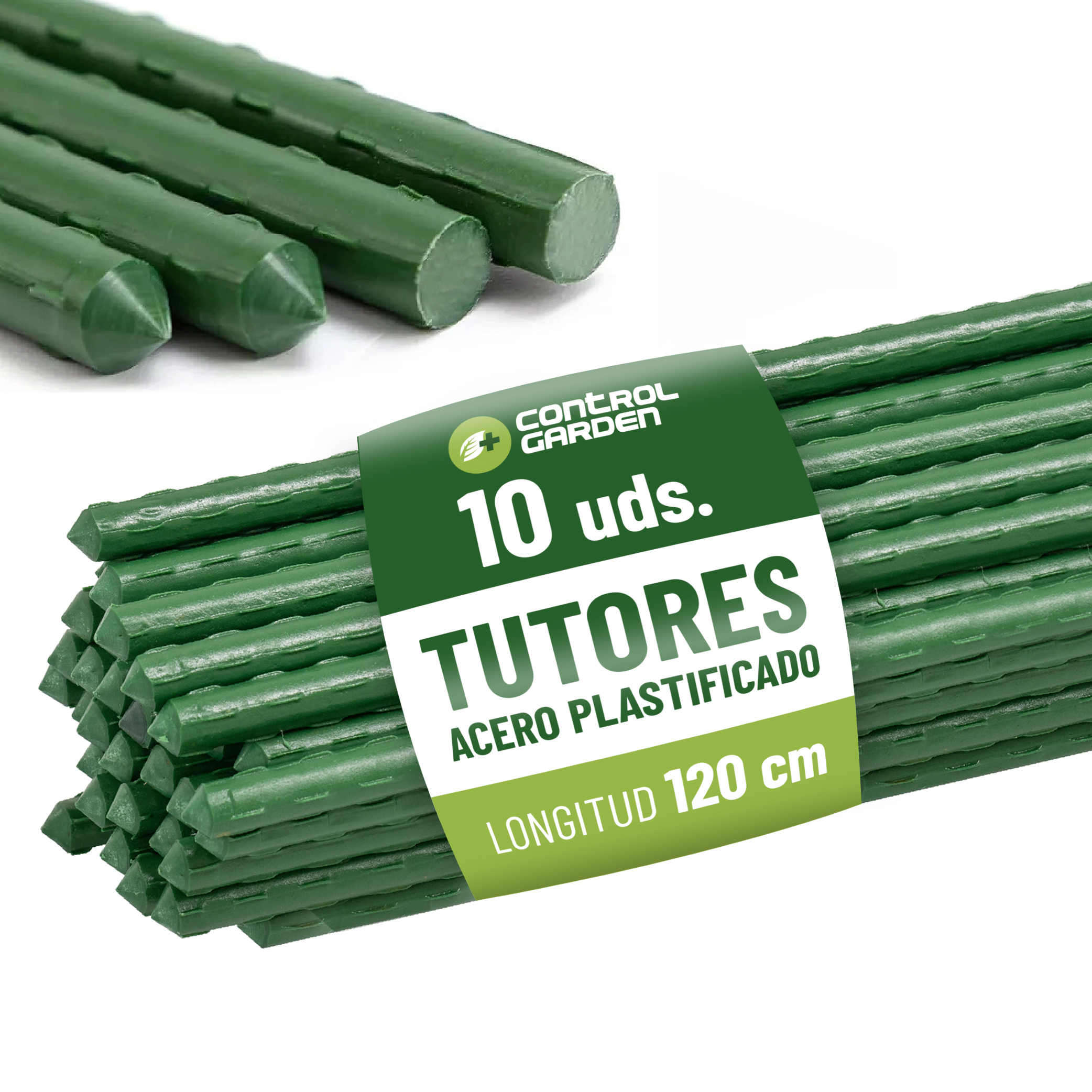 Pack 10 Tutores 120 cm de Acero Recubiertos de PVC